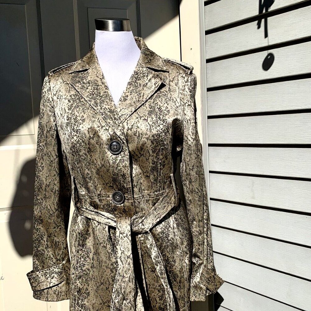 Think Tank cotton blend reptile print belted jacket size XL